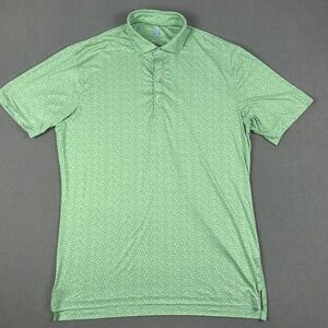 johnnie-O Polo Shirt Mens Medium Green Featherweight Micro Floral‎ Stretch Golf